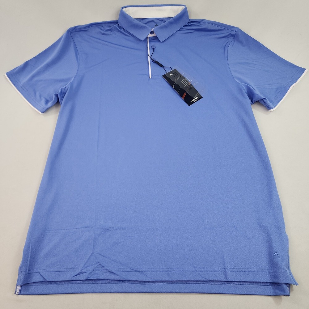Head Golf polo shirt XL 48" blue stretch Filippo 3 button logo UV easy $84 mens
